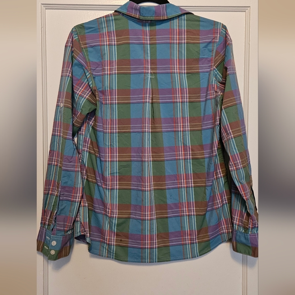Women's Patagonia Plaid Button-Up Shirt in Blue, Green & Purple - Picture 7 of 7